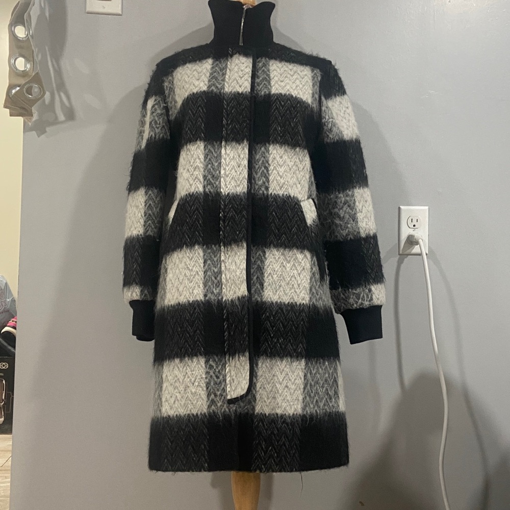 NVLT Black and White Plaid Coat - Picture 1 of 6